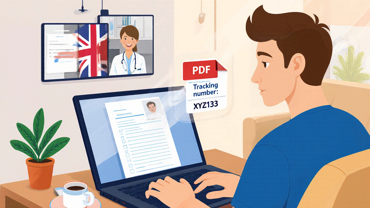 Person video‑chatting with a doctor and receiving a digital prescription.