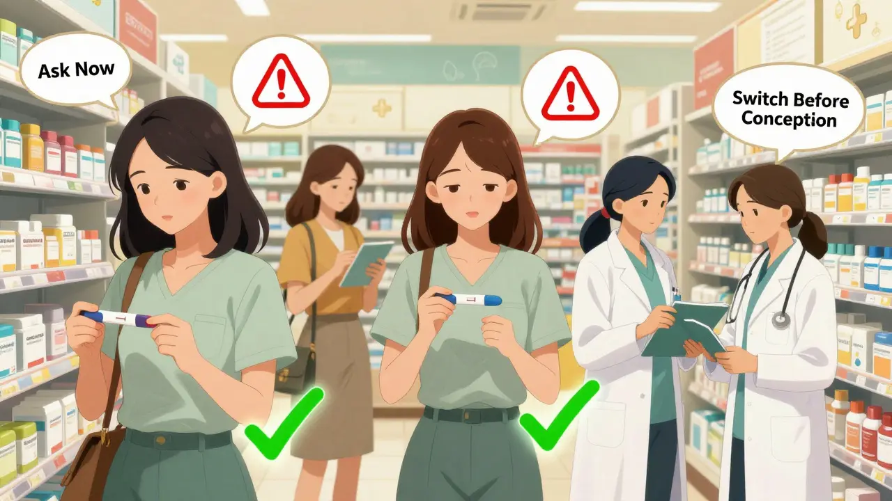 Women from different backgrounds taking action to switch to safe blood pressure treatments before or during pregnancy.