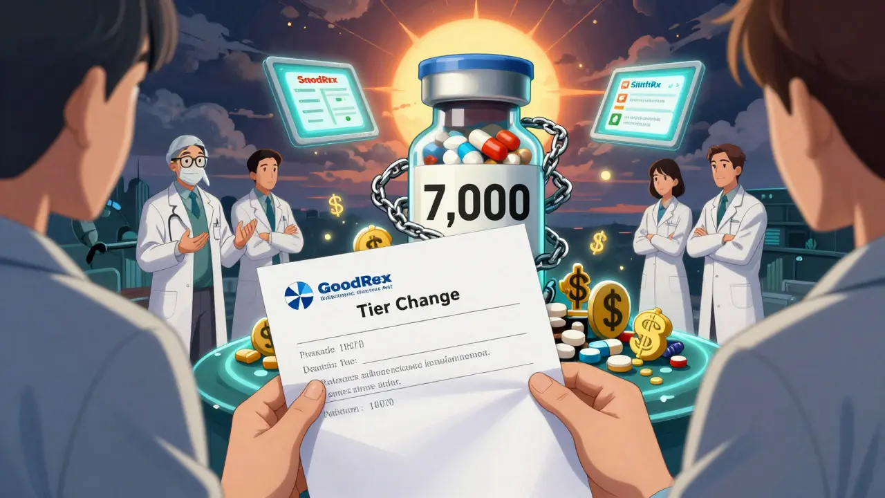 Patient holding insurer letter as medication transforms into expensive specialty drug