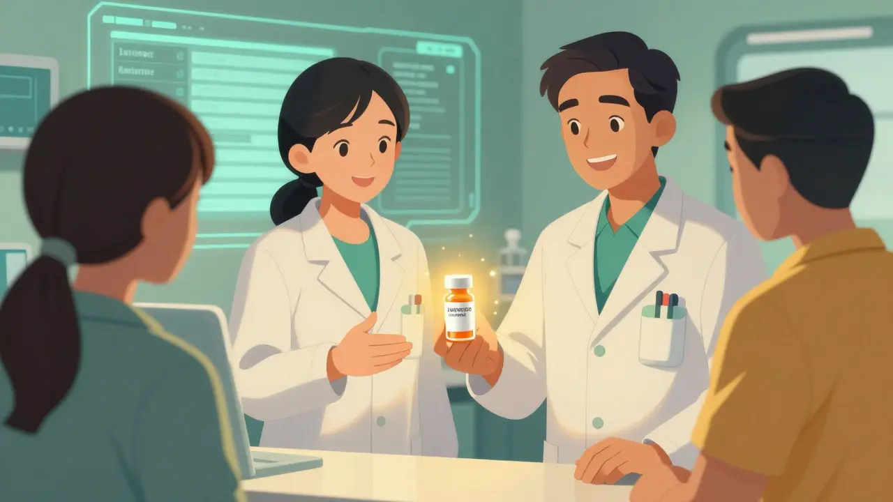 Pharmacist explains safe medication instructions