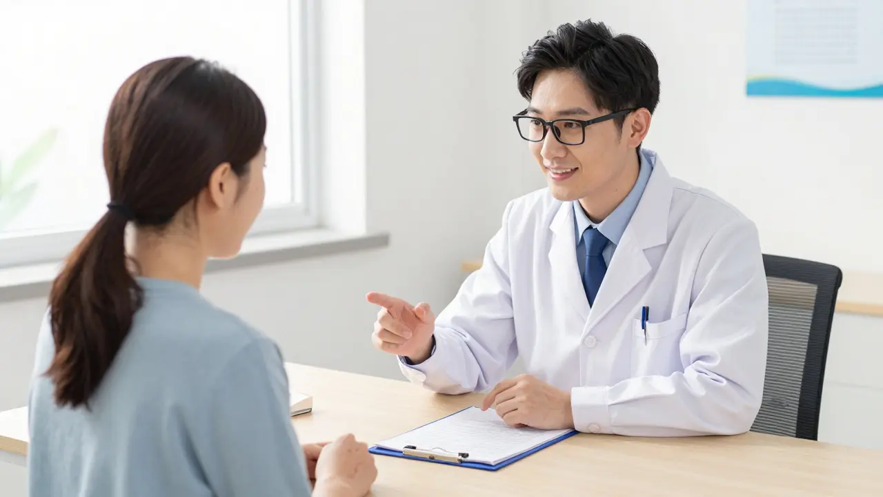 Manhua scene of a doctor explaining skin test results to a patient