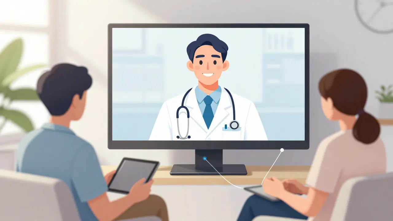 Patient having a reassuring video call with a doctor