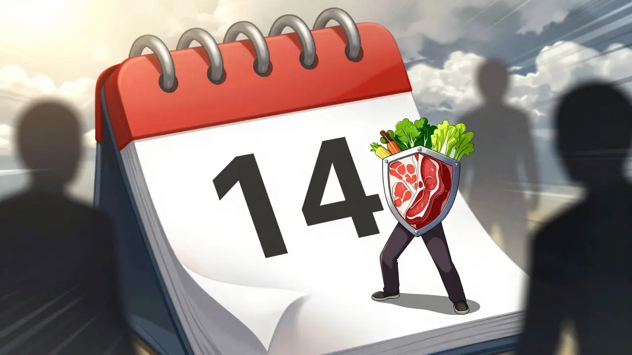Calendar showing 14-day wait period after antibiotic treatment