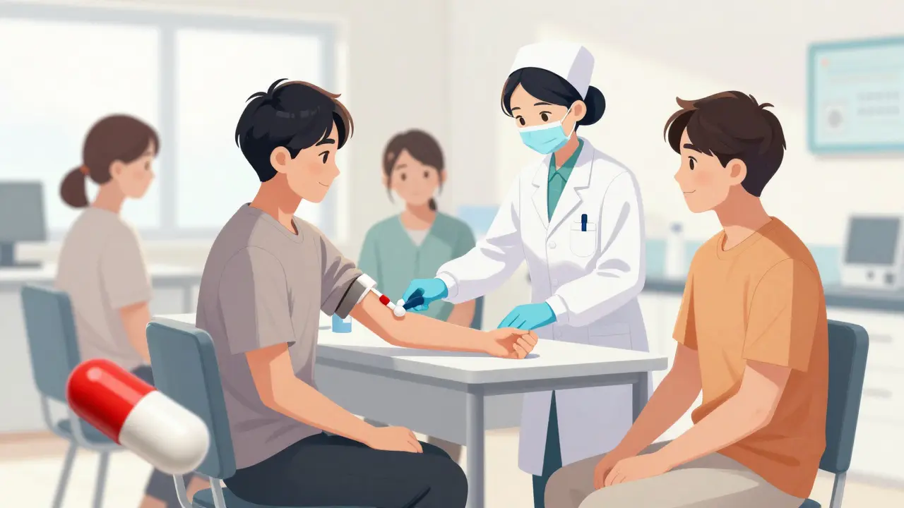 Volunteers participating in a clinical bioequivalence study.