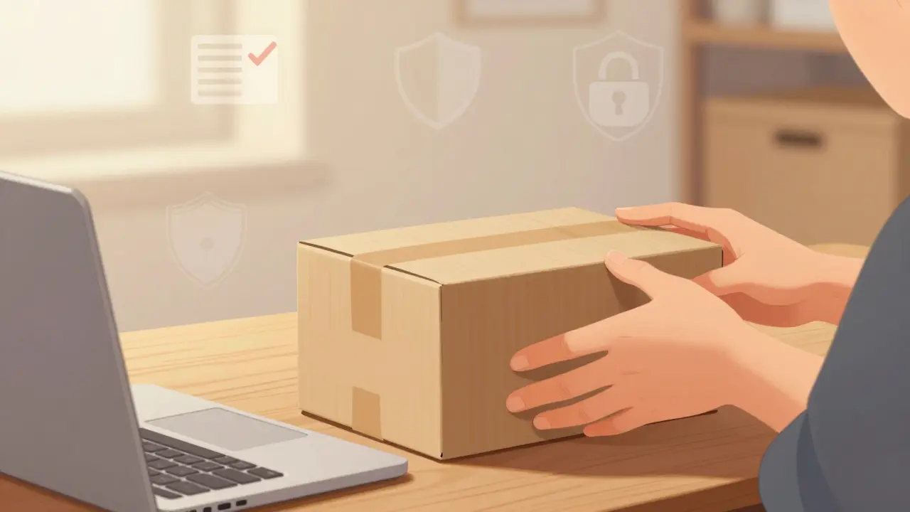 Discreet unmarked package delivered to home desk
