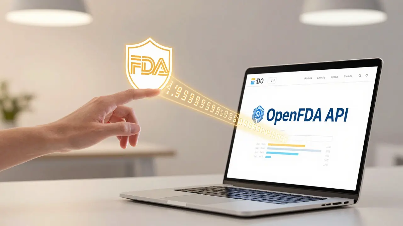 Hand accessing clean JSON data stream from FDA API interface.