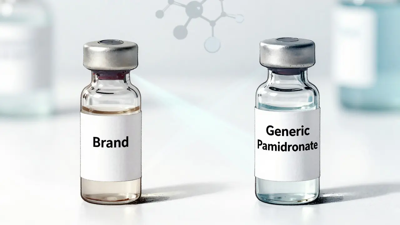 Side-by-side comparison of brand and generic drug vials
