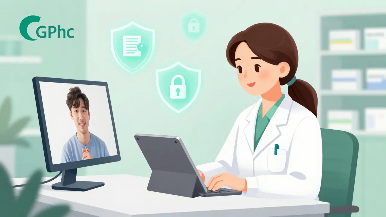 Pharmacist consulting with patient via video call in manhua art